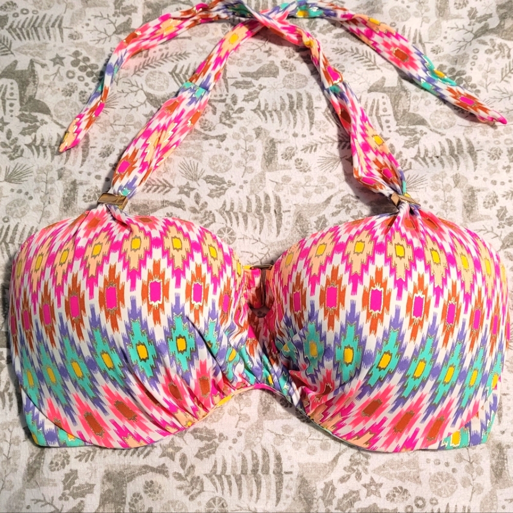 Victoria Secret The Unforgettable Demi coloful lined underwire bikini top 34DDD - Picture 2 of 5